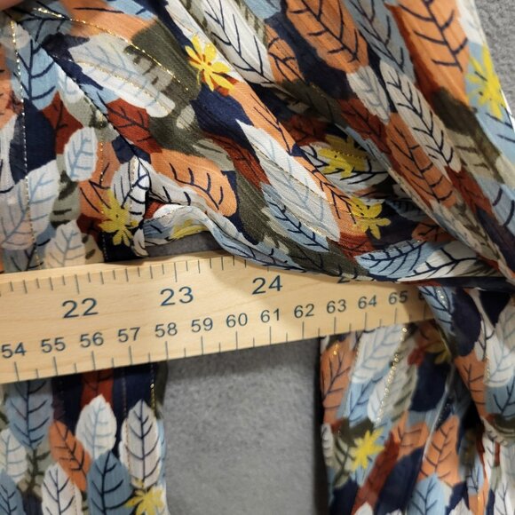 Bucketlist Womens Leaf Sheer Blouse Top Size Medium Balloon Sleeve Boho Peasant - Picture 6 of 7